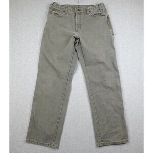 Dickies Relaxed Fit Carpenter Jeans Mens 33x32 Washed Green Canvas Work Pants
